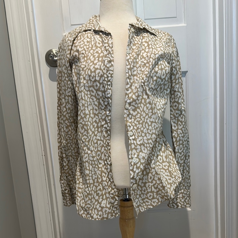 J. Crew Factory Tan Leopard Button Down Shirt